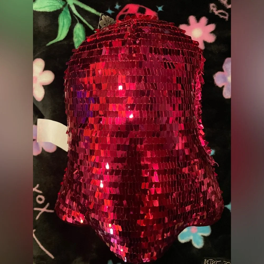 CHRISTIAN SIRIANO NWT Halloween Hot Pink Sequin Plush Weighted Ghost 👻💖🪩